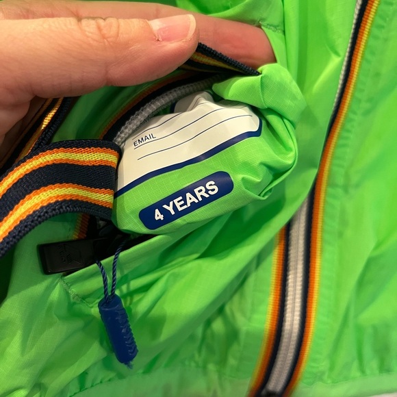 Kids K-Way Rain Jacket Neon Green Packable Size 4 Years - Picture 4 of 15